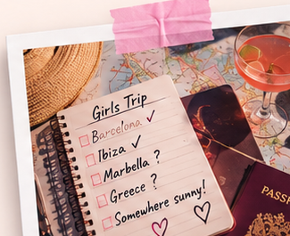 Trip planning notes, map and travel essentials