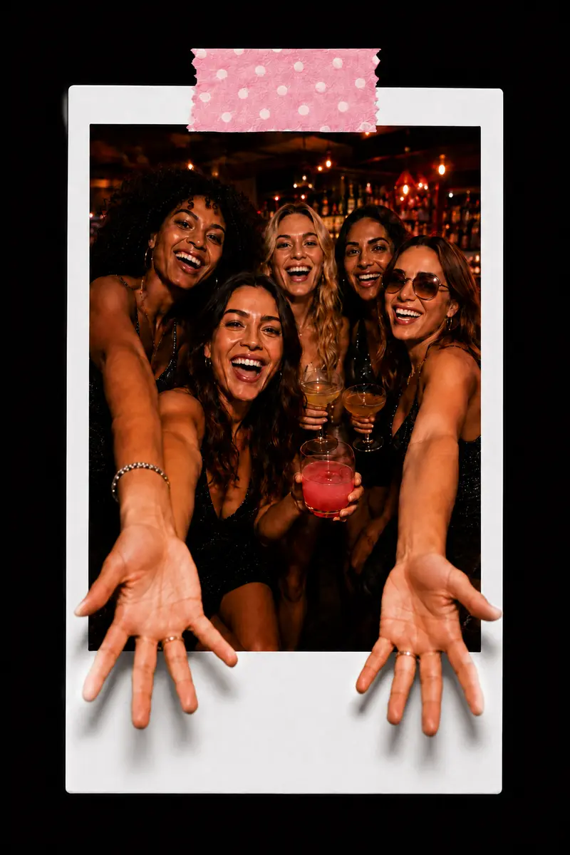 Friends celebrating their trip together